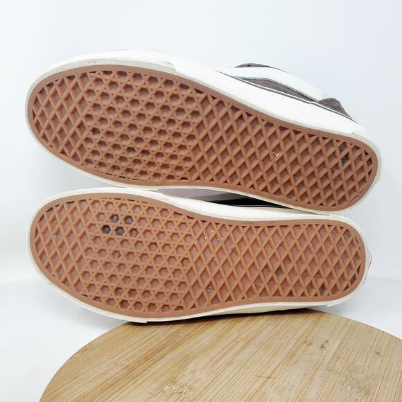 Vans Knu Skool Shoes Womens 10.5 Brown Suede Pink Laces Fat Tongue Skate Sneaker - Picture 11 of 13